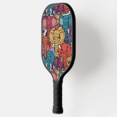 Koele kleurrijke olifanten Abstract Pickleball Paddle (Links)