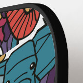 Koele kleurrijke olifanten Abstract Pickleball Paddle (Links Detail)