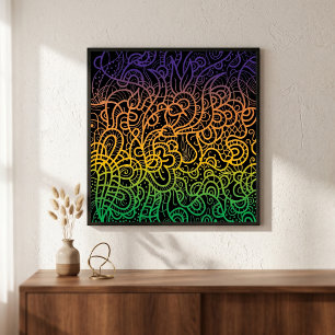 Koele Kleurrijke Regenboog Hand Getekende Doodle L Poster