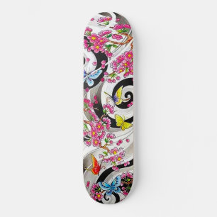 Koele kleurrijke vlinders bloemen wervelingen dek persoonlijk skateboard