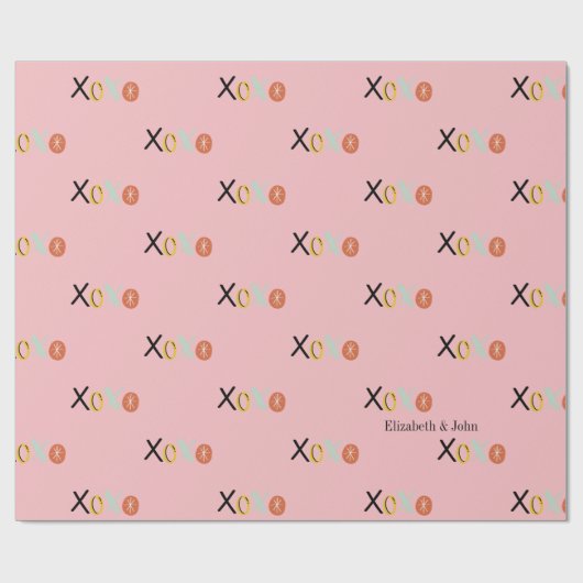 Koele kleurrijke "XOXO" harten Valentijnsdag Cadeaupapier (Vlak)