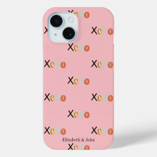 Koele kleurrijke "XOXO" harten Valentijnsdag iPhone 15 Case