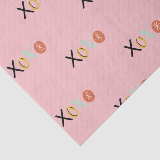 Koele kleurrijke "XOXO" harten Valentijnsdag Tissuepapier (Detail)