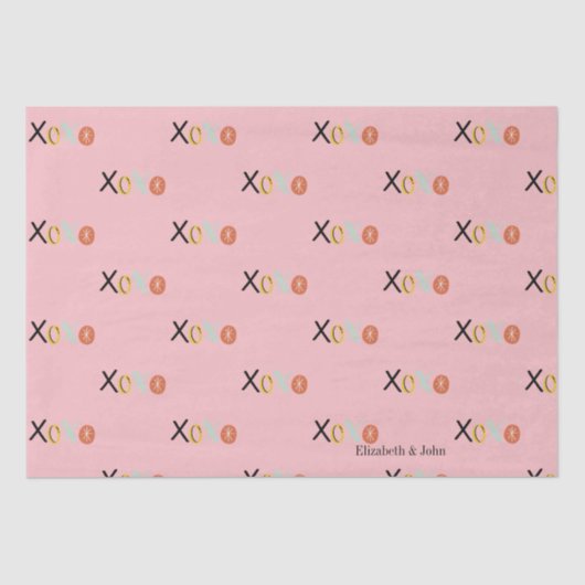 Koele kleurrijke "XOXO" harten Valentijnsdag Tissuepapier (Voorkant)