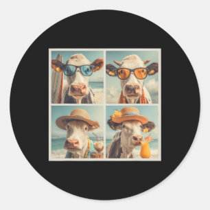 Koele koeien met zonnebril strand koe dieren vakan ronde sticker