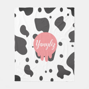 Koele koeienprint naam monogram   fleece deken