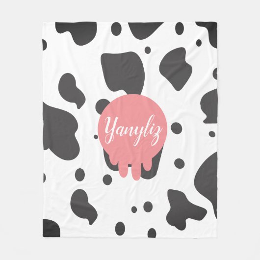 Koele koeienprint naam monogram   fleece deken (Voorkant)