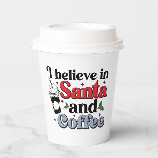 koele koffie kerstfeest woord kunst papieren bekers (Voorkant)