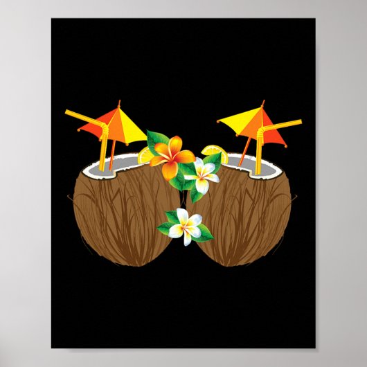 Koele Kokosnoot Drink Borst Funny Palm Tree Juice Poster (Voorkant)