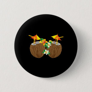 Koele Kokosnoot Drink Borst Funny Palm Tree Juice Ronde Button 5,7 Cm