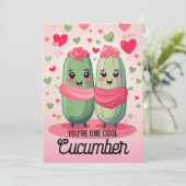 Koele komkommer vriendschap Galentine's Day Feestdagenkaart (Staand voorkant)