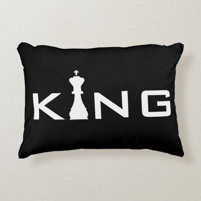 Koele Koning Typografie Schaker Accent Kussen (Voorkant)