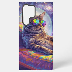 Koele Kosmische Kat in Regenboogzonnebril Samsung Galaxy Hoesje