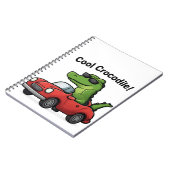Koele Krokodil Cartoon met Zonnebril die Auto Rijd Notitieboek (Linkerzijde)