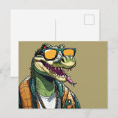 Koele krokodil met zonnebril briefkaart (Voorkant / Achterkant)
