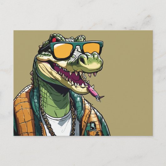 Koele krokodil met zonnebril briefkaart (Voorkant)