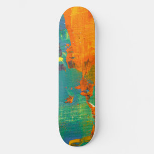 Koele Kunst Groen Oranje Geschilderd Persoonlijk Skateboard