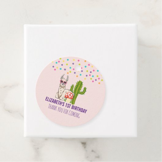 Koele lama in hartvormige zonnebril Verjaardag Bedankjes Labels (In situ)