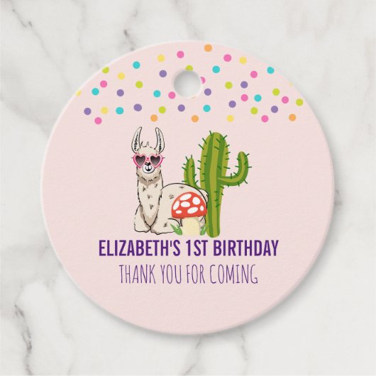 Koele lama in hartvormige zonnebril Verjaardag Bedankjes Labels (Voorkant)