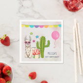 Koele lama in hartvormige zonnebril Verjaardag Servet (Insitu)