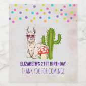 Koele lama in hartvormige zonnebril Verjaardag Wijn Etiket (Enkel label)