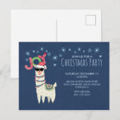 Koele lama in Santa Hat met Snowflakes Party Briefkaart (Voorkant / Achterkant)