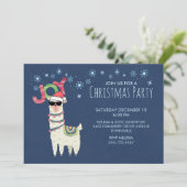 Koele lama in Santa Hat met Snowflakes Party Kaart (Staand voorkant)
