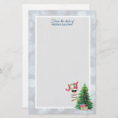 Koele lama in Santa Hat op Silver Bokeh Kerstmis Briefpapier (Voorkant / Achterkant)