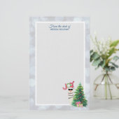 Koele lama in Santa Hat op Silver Bokeh Kerstmis Briefpapier (Staand voorkant)