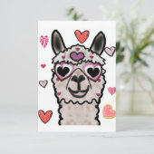 Koele lama met hartbril bedankkaart (Staand voorkant)