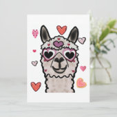 Koele lama met hartbril bedankkaart (Staand voorkant)