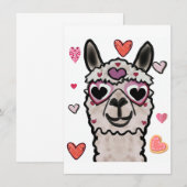 Koele lama met hartbril bedankkaart (Voorkant / Achterkant)