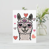 Koele lama met hartbril bedankkaart (Staand voorkant)