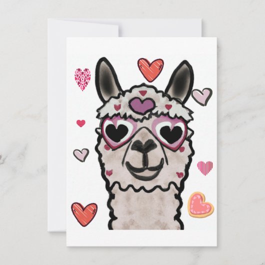 Koele lama met hartbril bedankkaart (Voorkant)