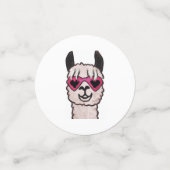 Koele lama met hartbril confetti (Kleine voorkant)