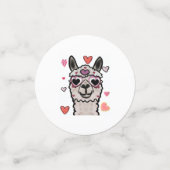 Koele lama met hartbril confetti (Kleine voorkant)