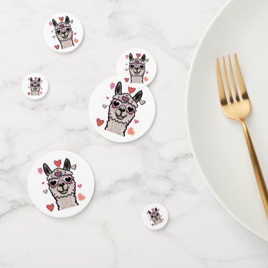 Koele lama met hartbril confetti (Groep)