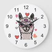 Koele lama met hartbril grote klok (Voorkant)