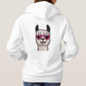 Koele lama met hartbril hoodie (Achterkant)