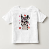 Koele lama met hartbril kinder shirts (Voorkant)