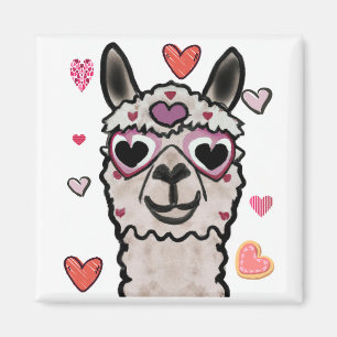 Koele lama met hartbril magneet