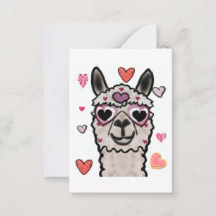 Koele lama met hartbril notitiekaartje