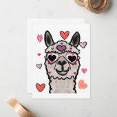 Koele lama met hartbril notitiekaartje (Voorkant / Achterkant in situ)