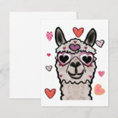 Koele lama met hartbril notitiekaartje (Voorkant / Achterkant)