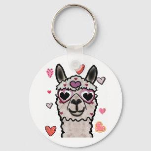 Koele lama met hartbril sleutelhanger