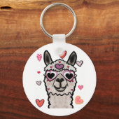 Koele lama met hartbril sleutelhanger (Voorkant)
