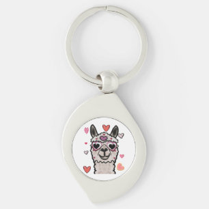 Koele lama met hartbril sleutelhanger