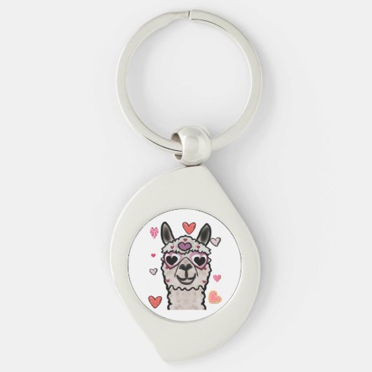 Koele lama met hartbril sleutelhanger (Voorkant)