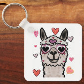 Koele lama met hartbril sleutelhanger (Voorkant)