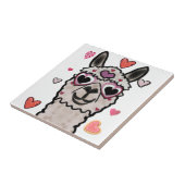 Koele lama met hartbril tegeltje (Zijkant)